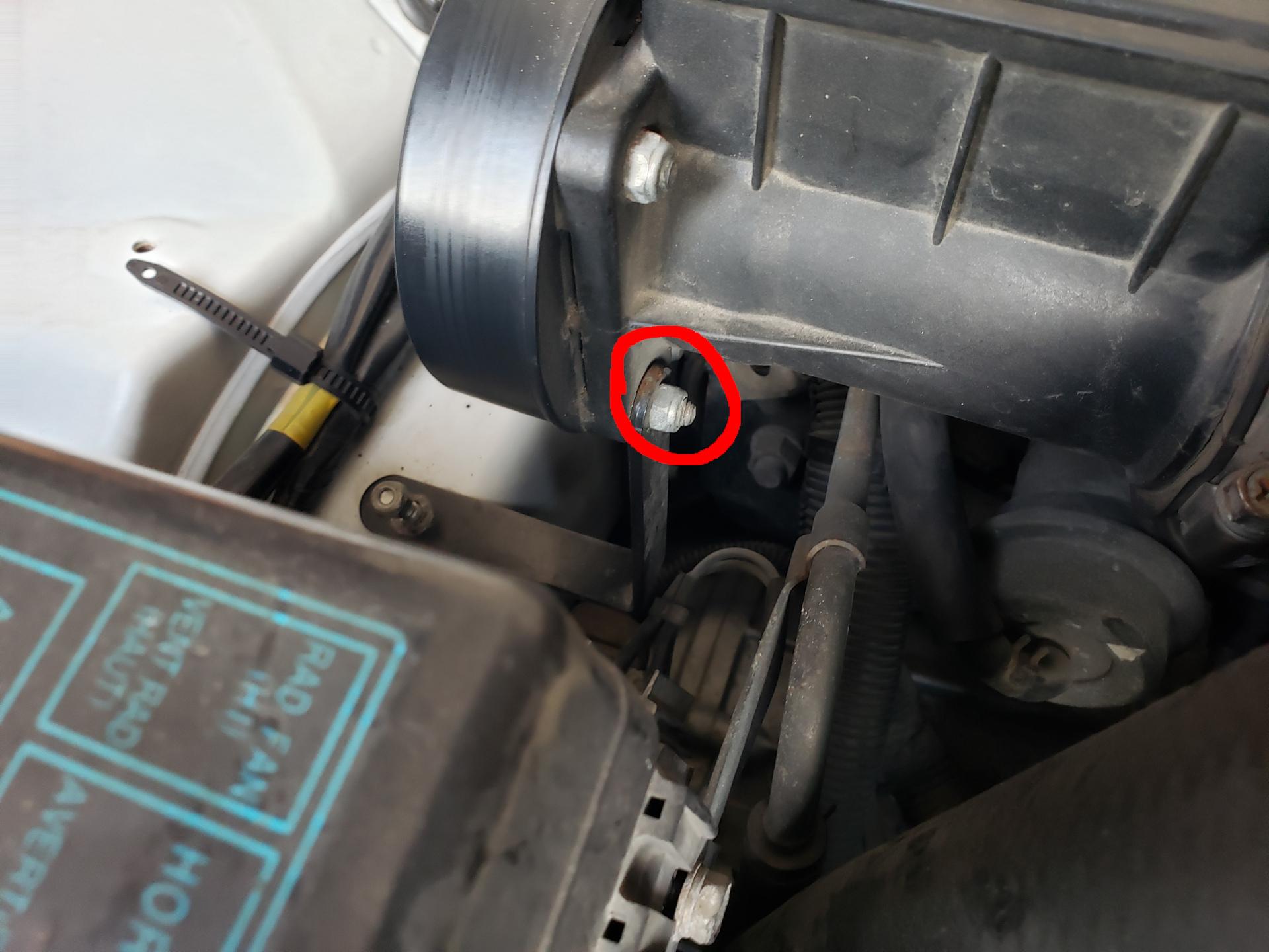 Bolt on front side of sensor