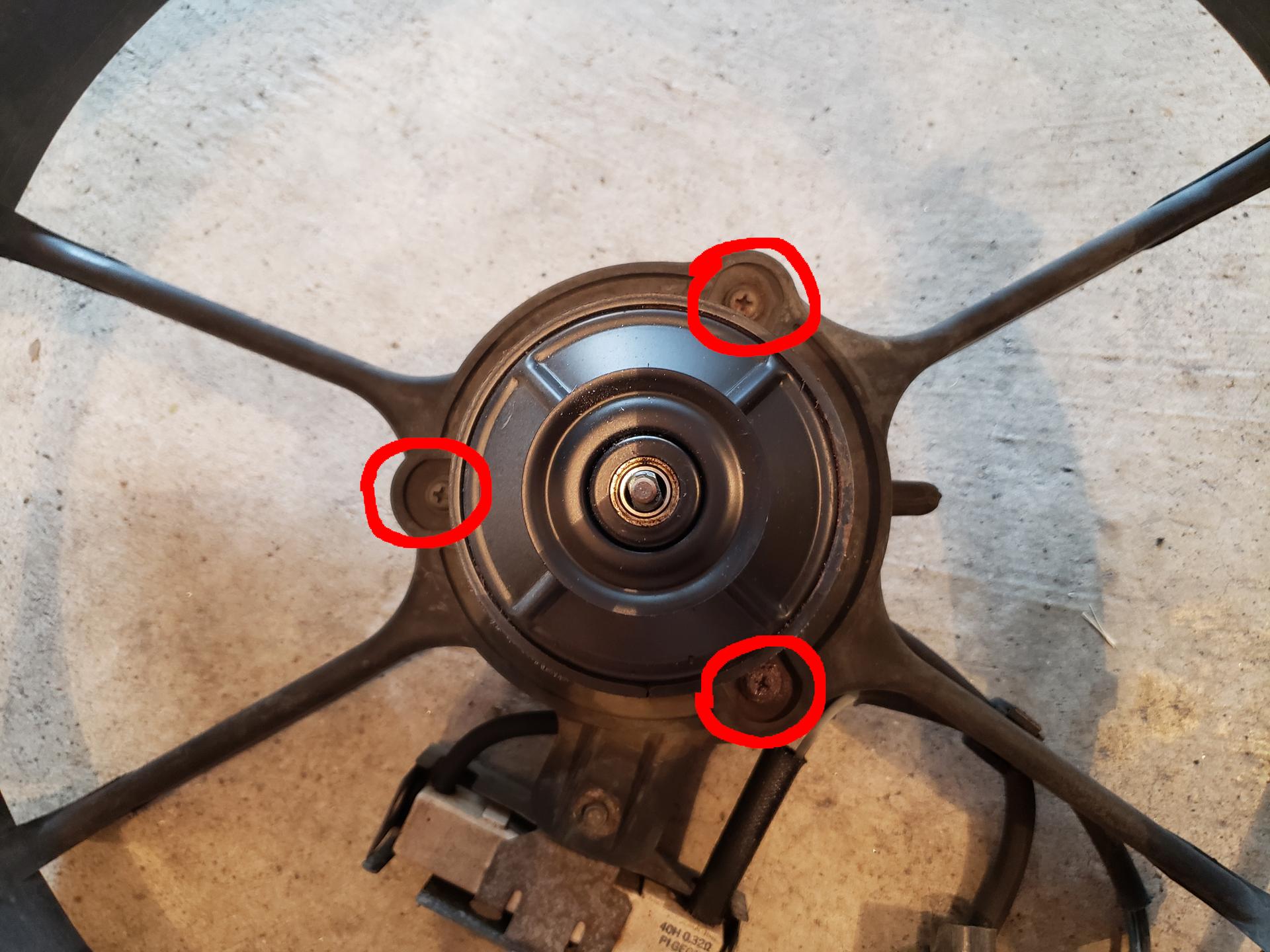 Fan motor mounting screws