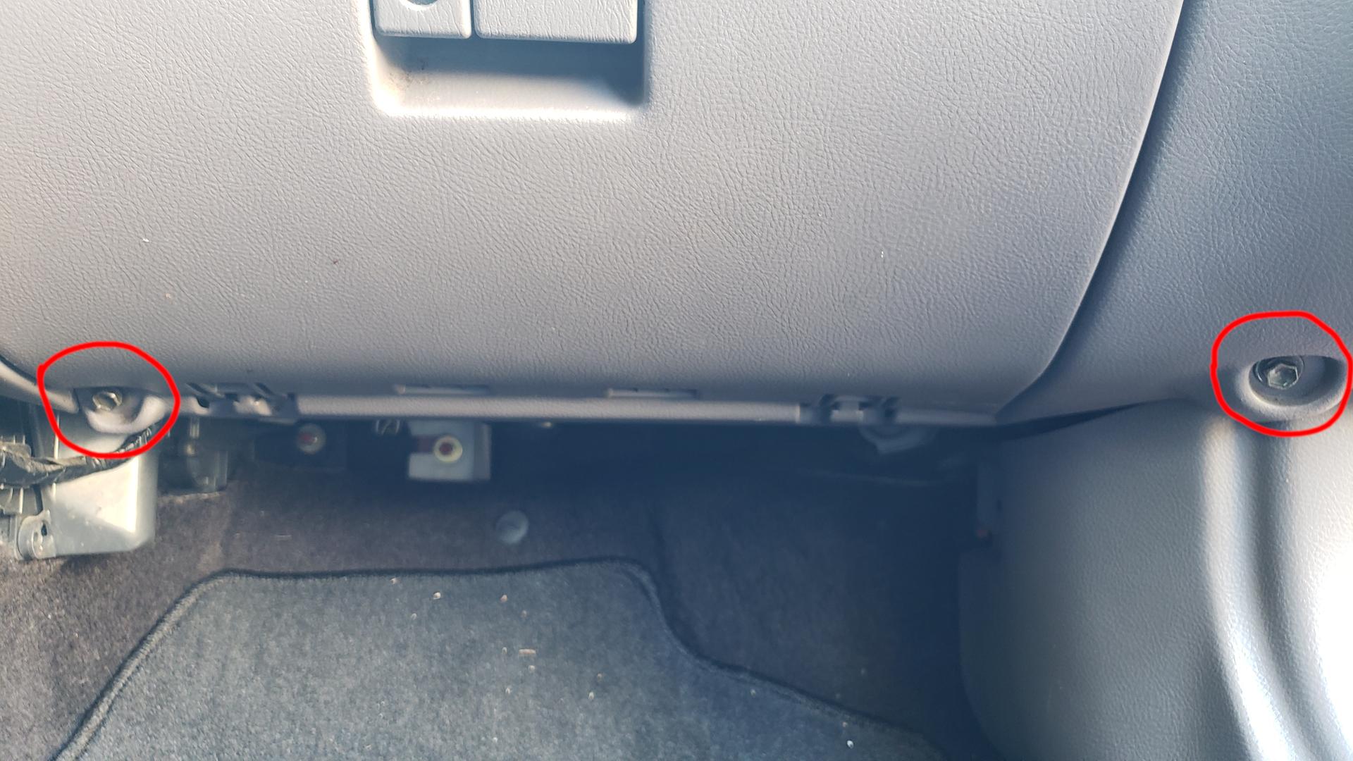 Bottom glove box mounting bolts